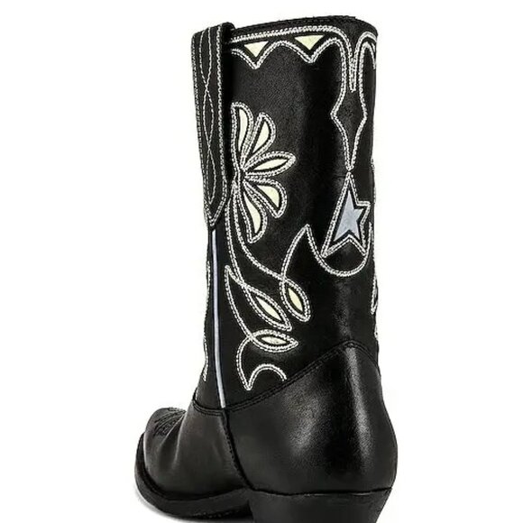 Golden Goose Wish Star Boot in Black Yellow Sky Embroidery cowboy boot like new - Picture 3 of 9